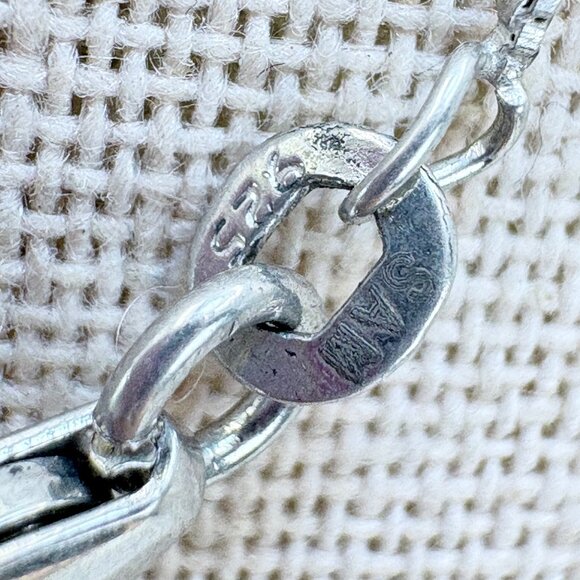 VTG Sterling Silver 925 Blue & White CZ Pendant Necklace Size 18" Adjustable - Picture 9 of 15